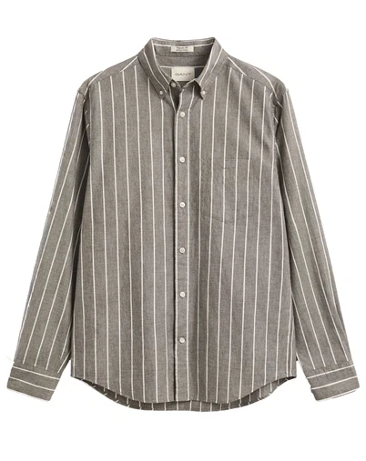 Gant - Reg Stripe Skjorte - Brown Melange